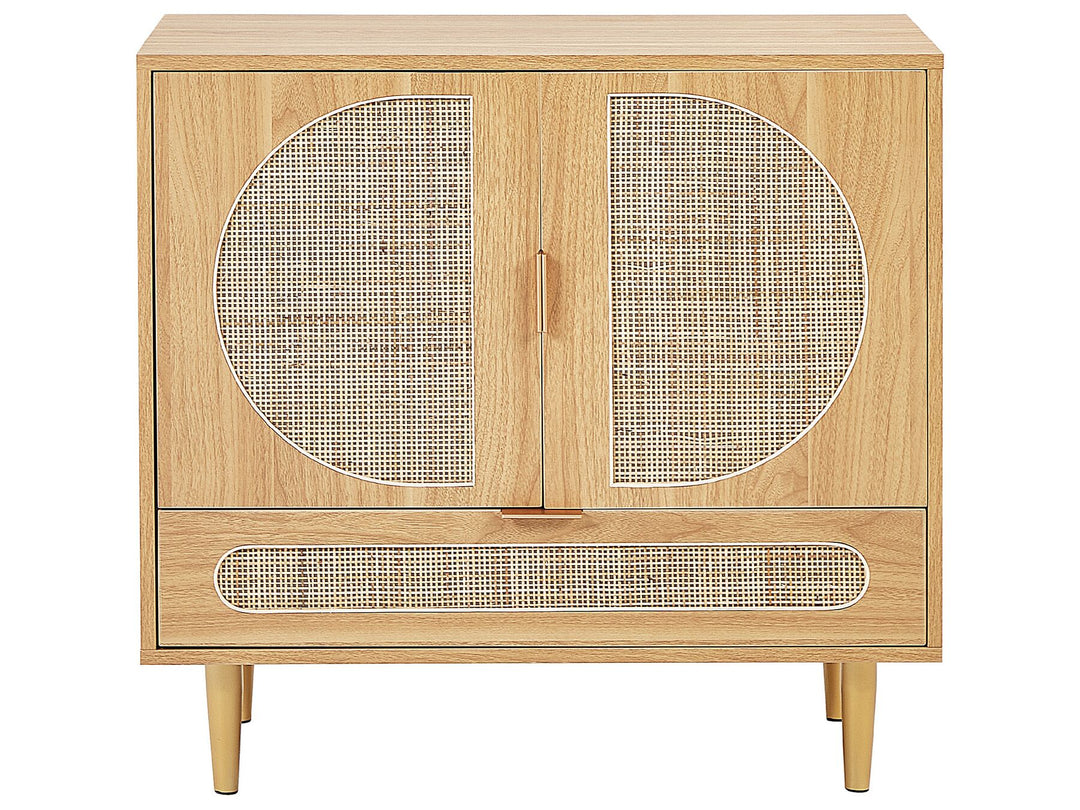 Rattan 2 Door Sideboard with Drawer Light Wood Potosi