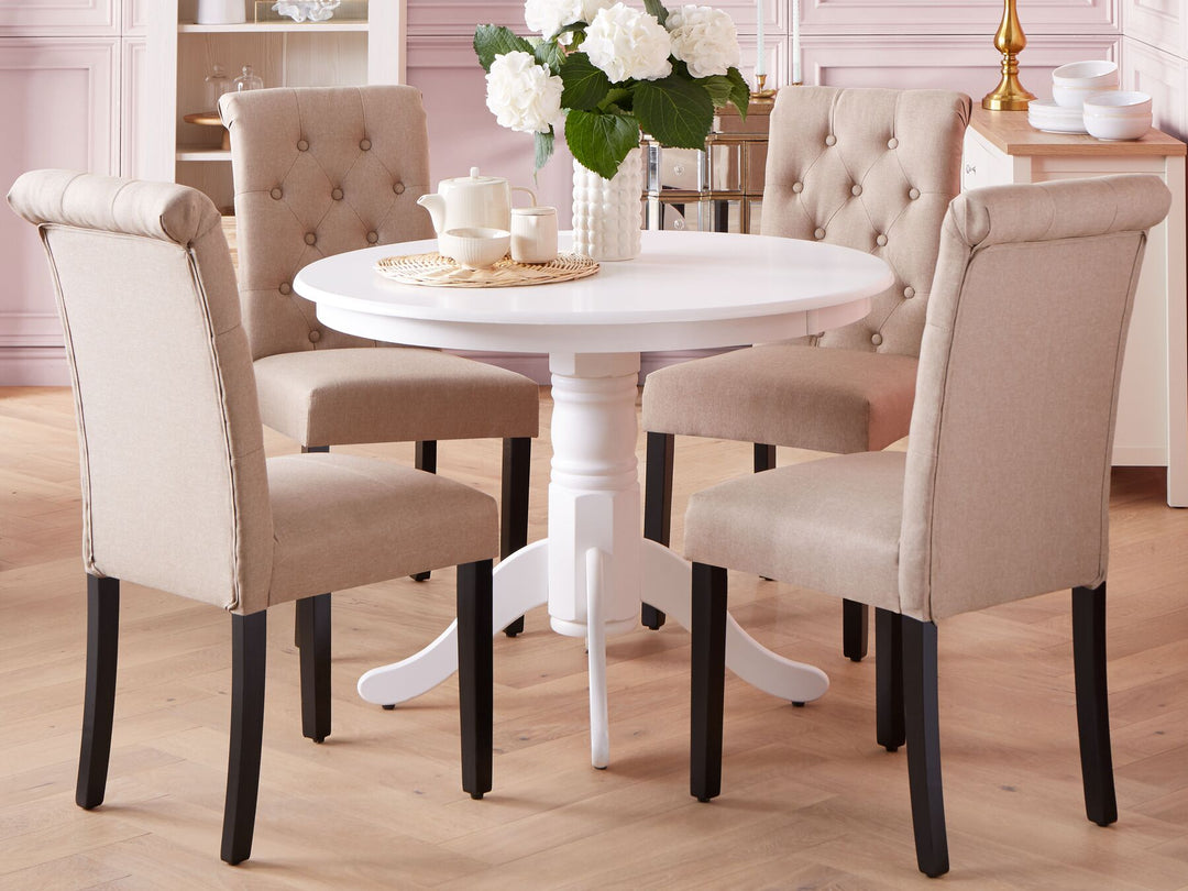 4 Seater Round Dining Table White Krishina