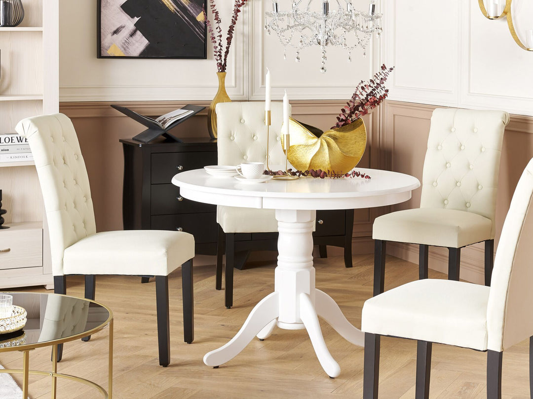 4 Seater Round Dining Table White Krishina