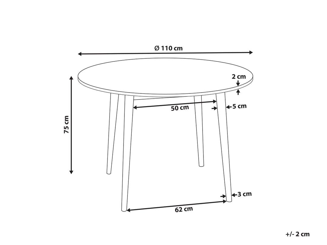 4 Seater Round Dining Table Light Wood Alexis