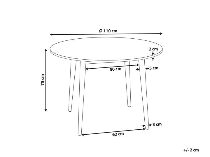 4 Seater Round Dining Table Light Wood Alexis