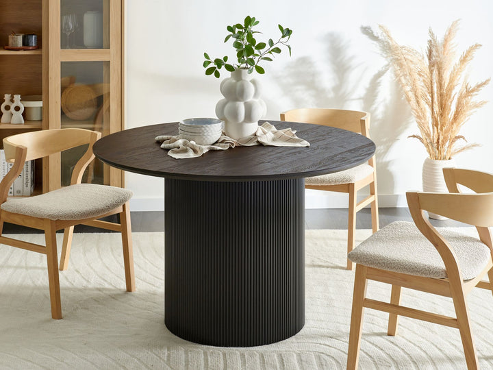 4 Seater Round Dining Table Black Brimmer