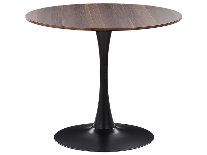 4 Seater Round Dining Table Dark Wood with Black Brillion