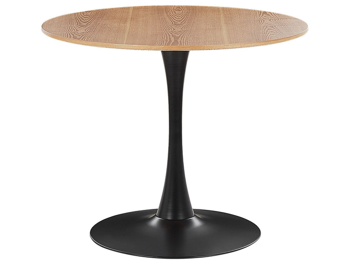 4 Seater Round Dining Table Light Wood with Black Brillion