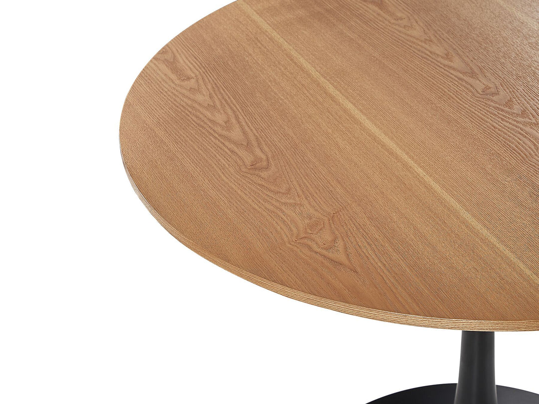 4 Seater Round Dining Table Light Wood with Black Brillion