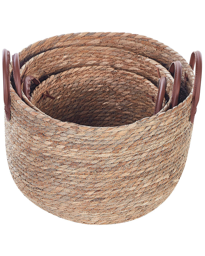 Set of 3 Seagrass Baskets Natural Sayjar