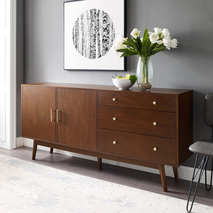 2 Doors 3 Drawers Modern Sideboard Walnut Kelli