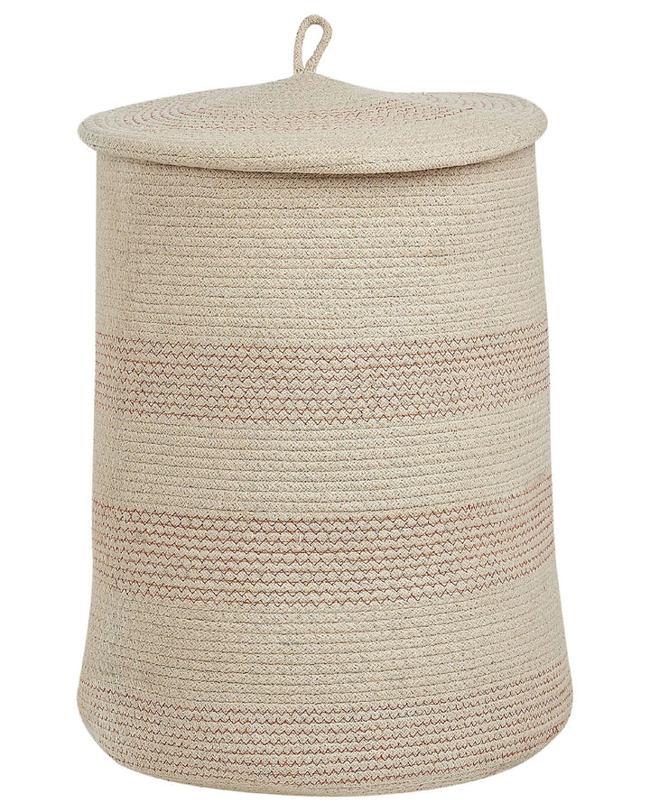 Cotton Basket with Lid Light Beige Silopi