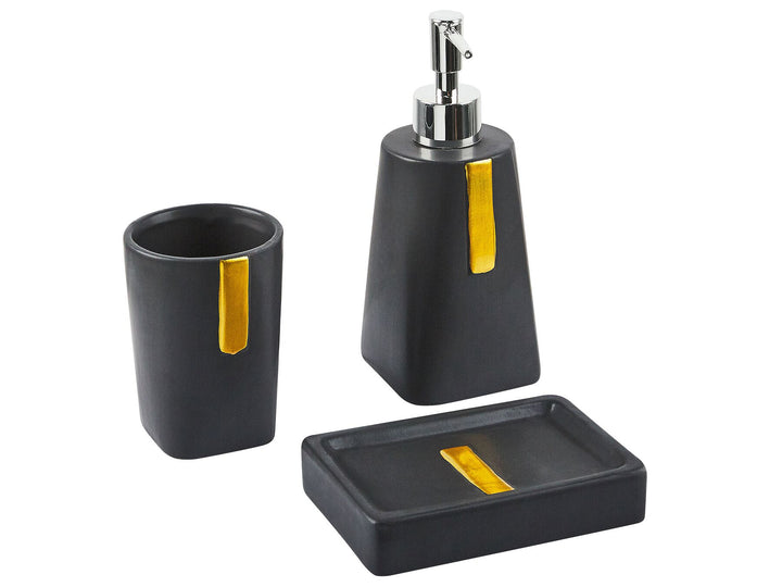 Ceramic 3-Piece Bathroom Accessories Set Black Sonana