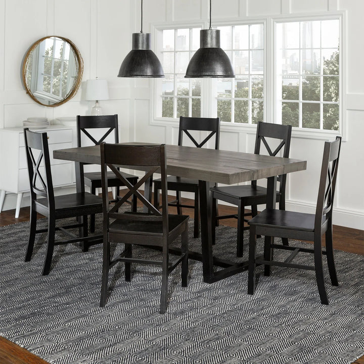 6 Seater Meridian Grey Black Dining Set Giancarlos