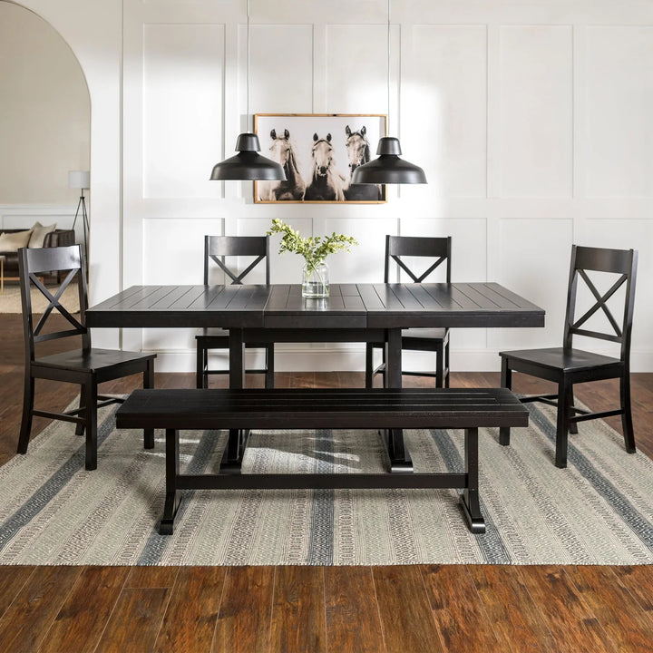 4 Seater Wood Black Dining Set Mirsada