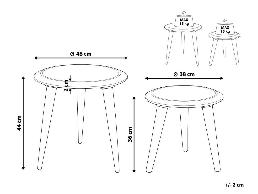 Set of 2 Mango Wood Side Tables Dark Turua