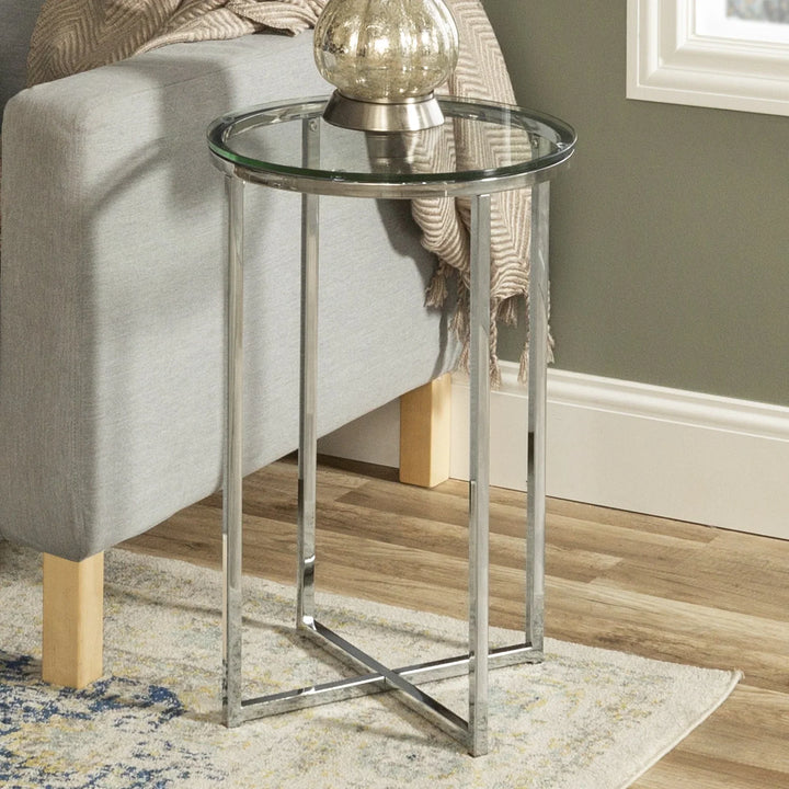 Side Table Chrome and Glass Adamo