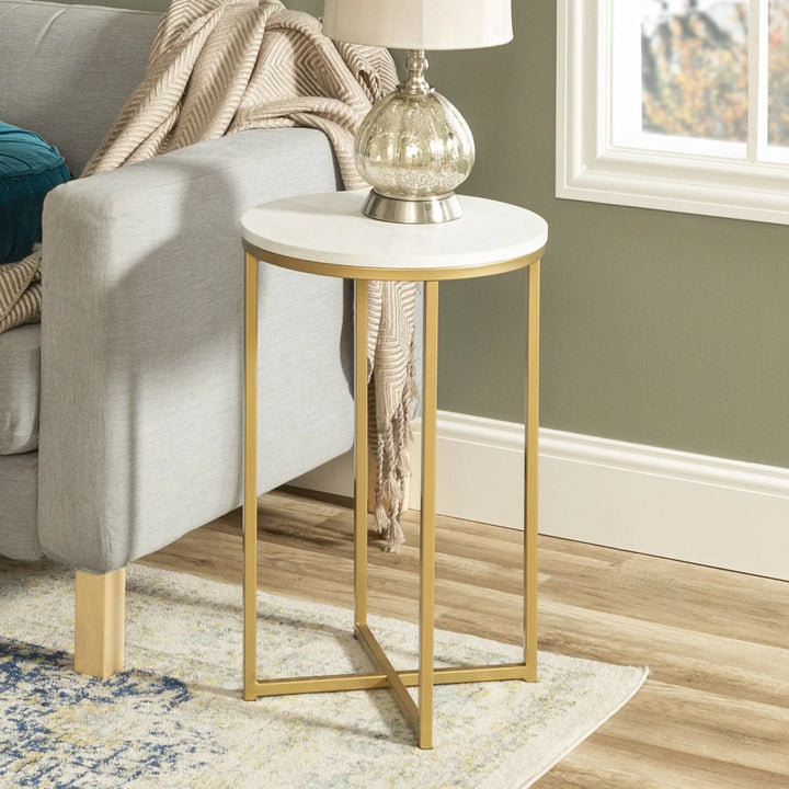 Side Table Gold and Marble Addora