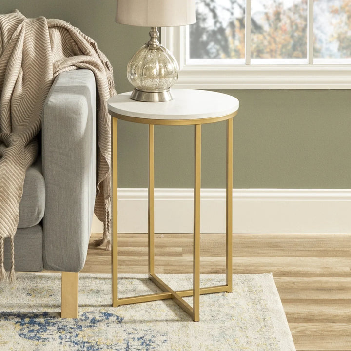 Side Table Gold and Marble Addora