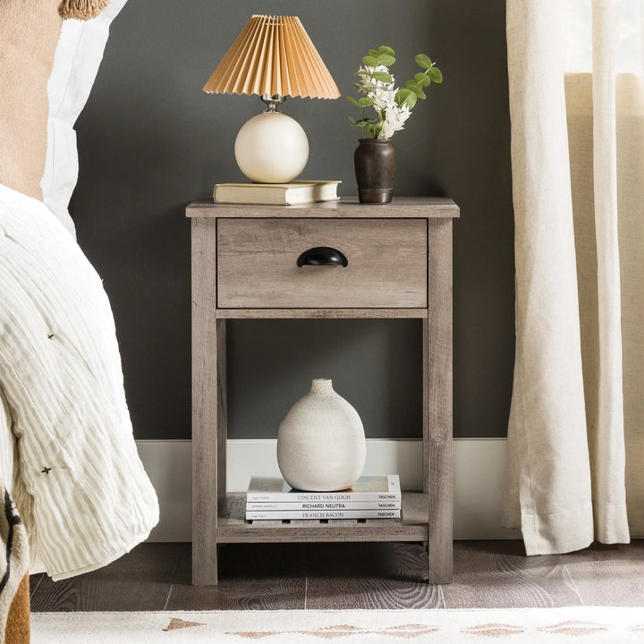 Bedside Table Grey Wash Madelyn