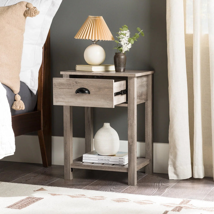 Bedside Table Grey Wash Madelyn