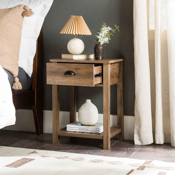 Bedside Table Rustic Oak Beeler