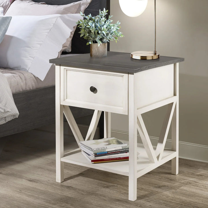 2 Drawer Side Table Black Jackqueline