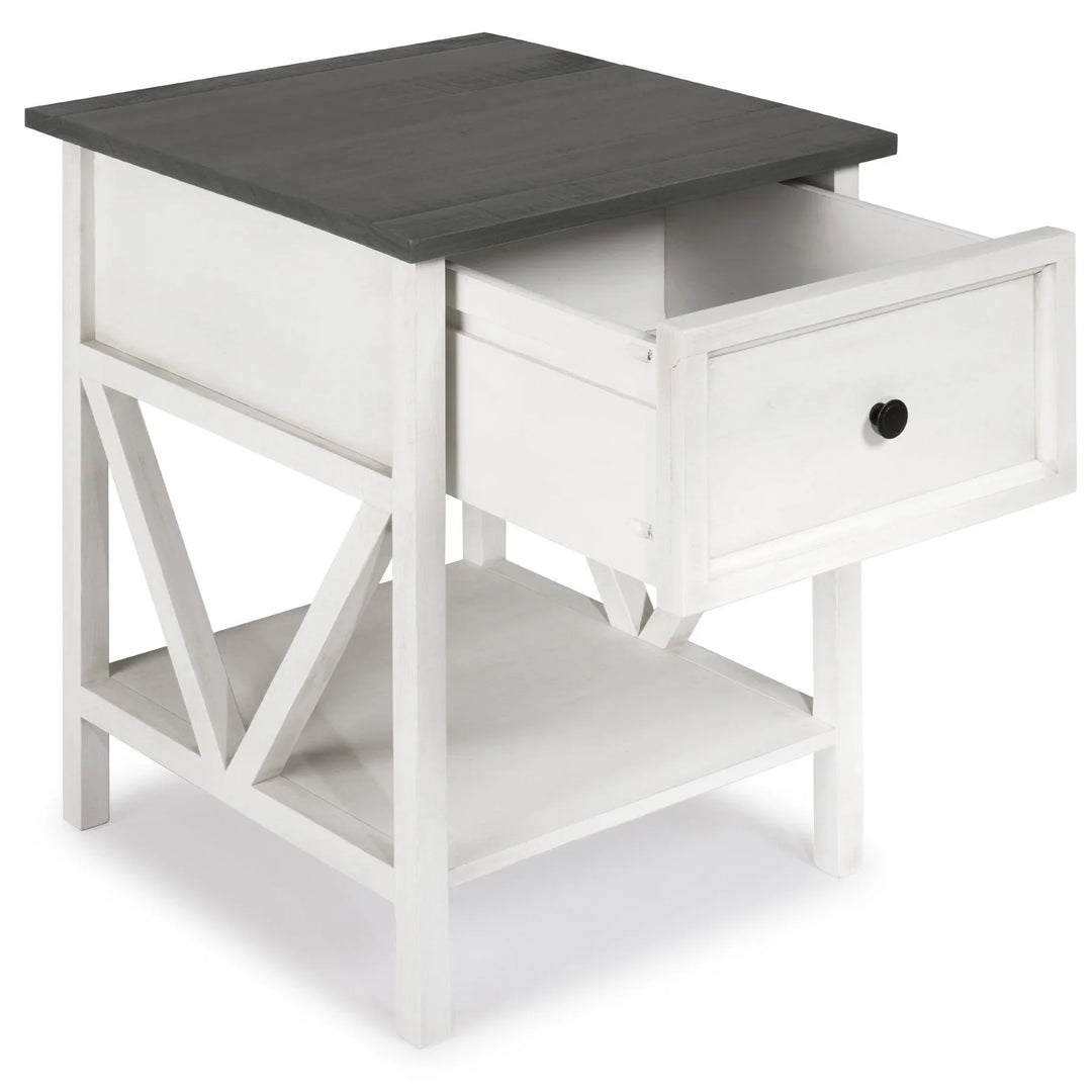 2 Drawer Side Table Black Jackqueline