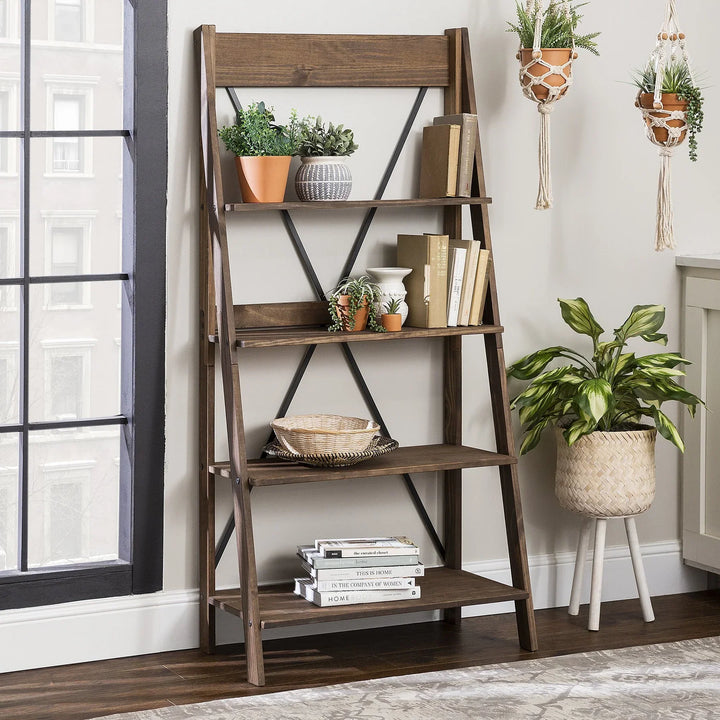 Solid Wood Bookshelf Brown Mattitick