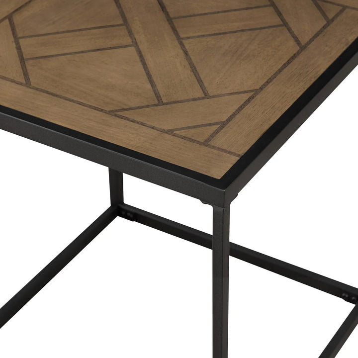 Square Side Table with Parquet Top Aleksei