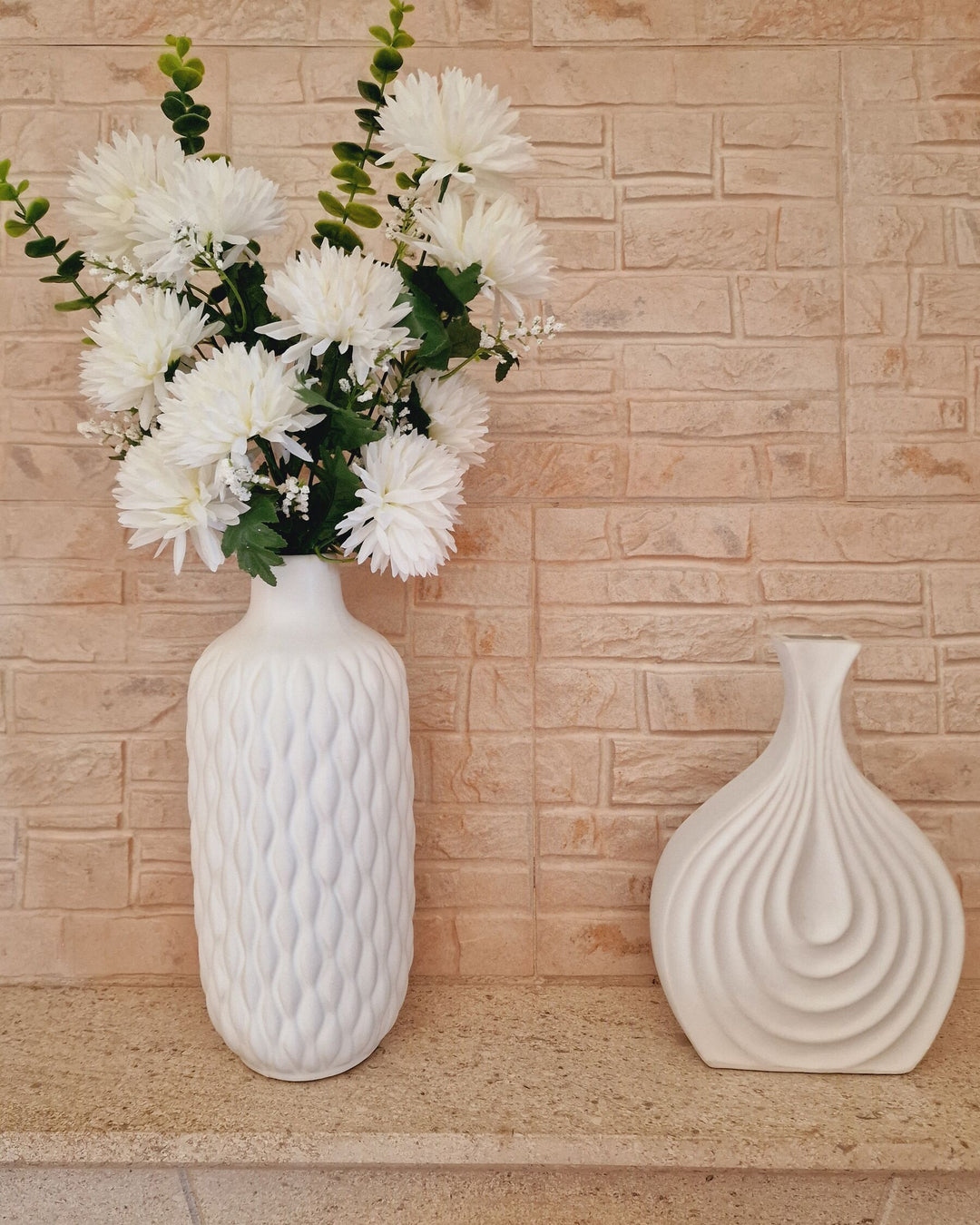 Stoneware Decorative Vase 31 cm White Emar