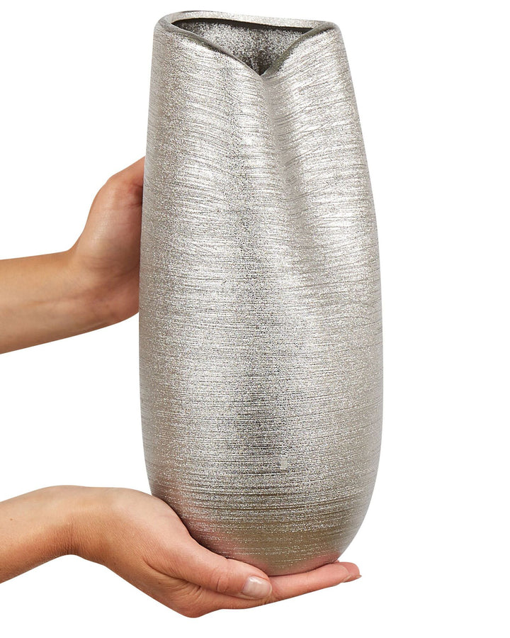 Stoneware Decorative Vase 32 cm Silver Derbe