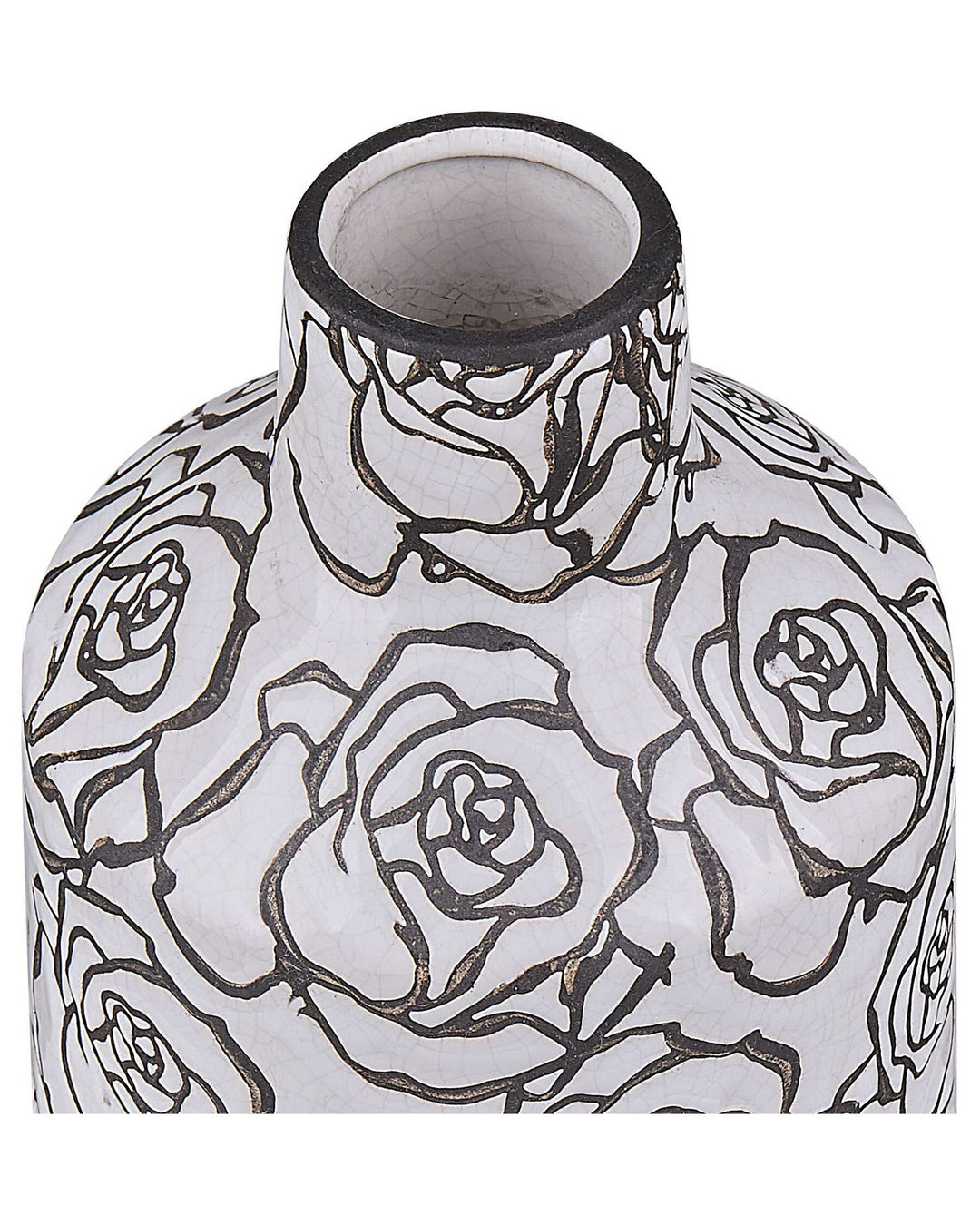 Stoneware Flower Vase 26 cm White with Black Alinda