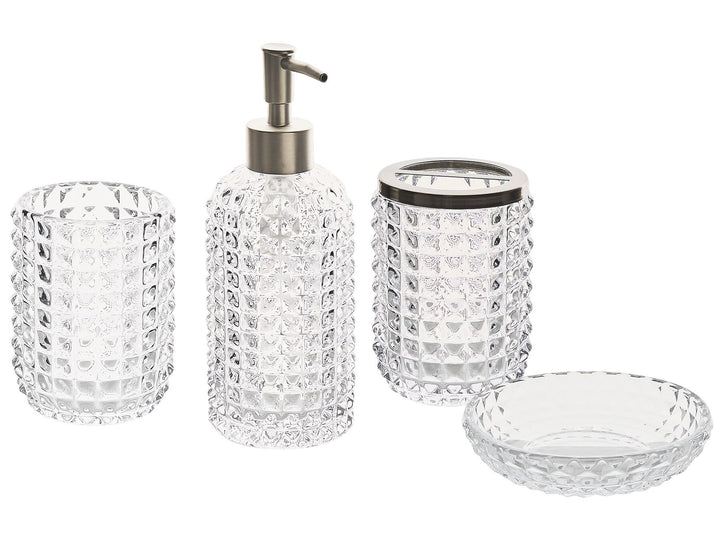 Glass 4-Piece Bathroom Accessories Transparent Tapia