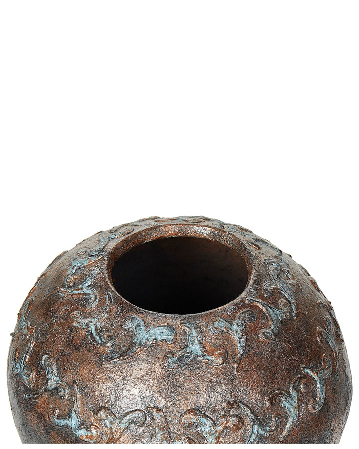 Terracotta Decorative Vase 33 cm Copper with Blue NIDA