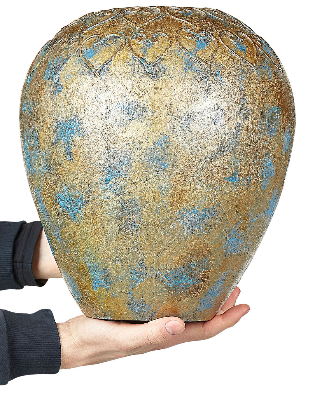 Terracotta Decorative Vase 33 cm Gold with Turquoise Nida