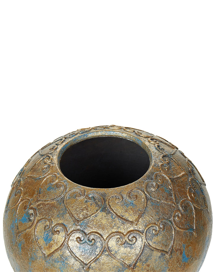 Terracotta Decorative Vase 33 cm Gold with Turquoise Nida