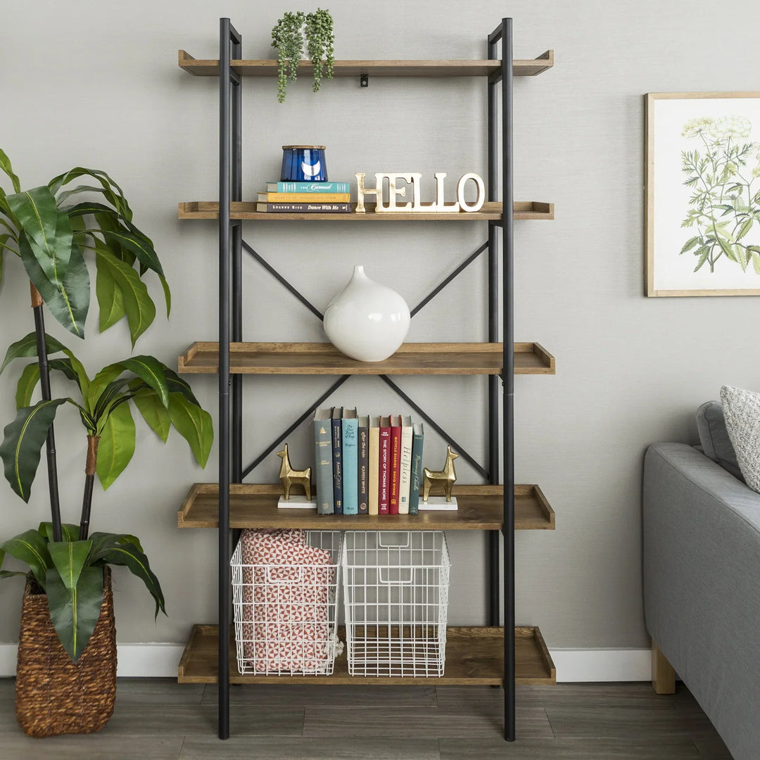 Urban Pipe Bookshelf Barnwood Antimony