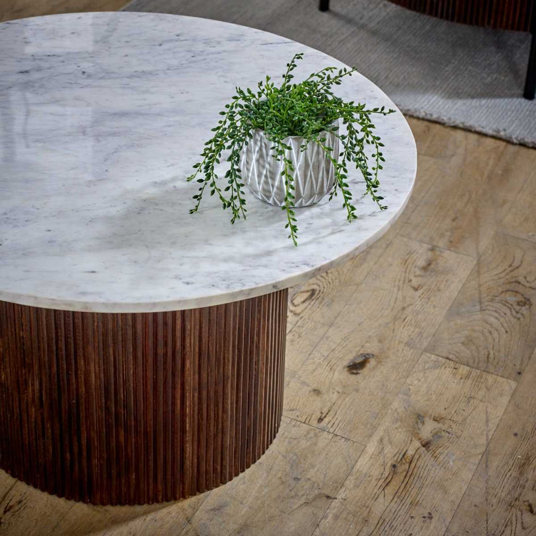 Mango Wood Coffee Table With Marble Top Opal