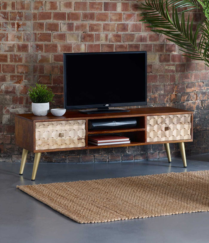 Mango Wood Plasma TV Stand Edison