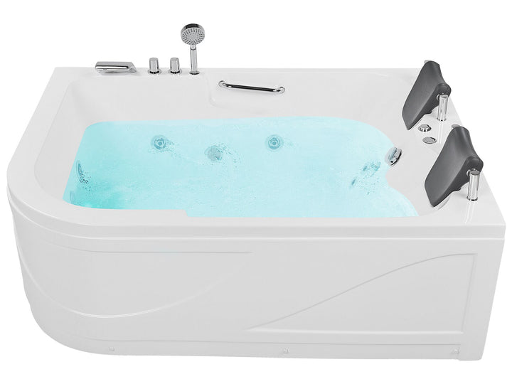 Left Hand Whirlpool Corner Bath with LED 1700 x 1190 mm White Bayamo