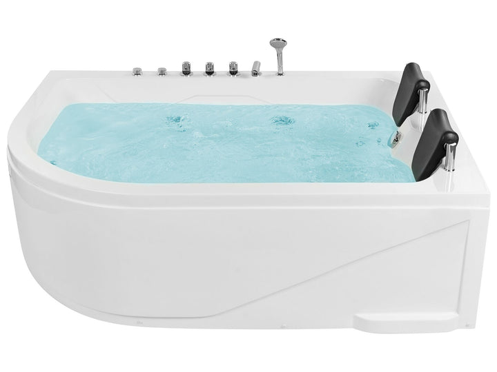 Left Hand Whirlpool Corner Bath with LED 1800 x 1200 mm White Calama