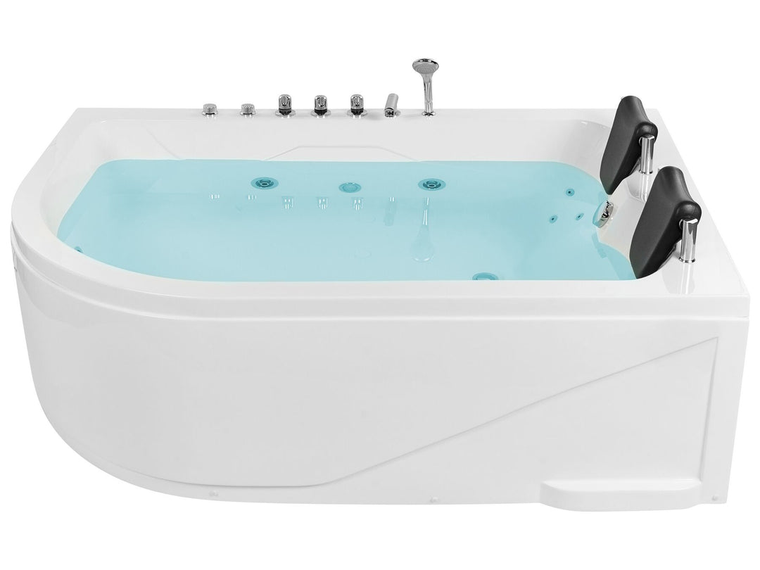 Left Hand Whirlpool Corner Bath with LED 1800 x 1200 mm White Calama