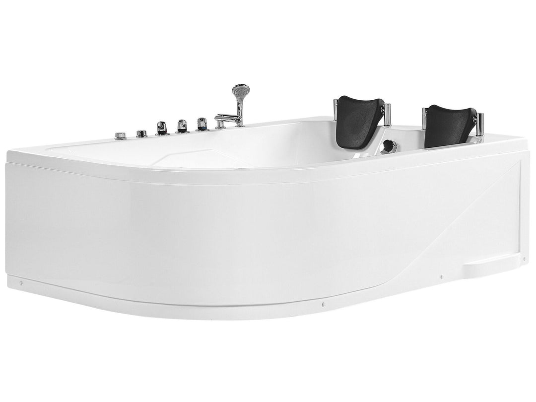 Left Hand Whirlpool Corner Bath with LED 1800 x 1200 mm White Calama