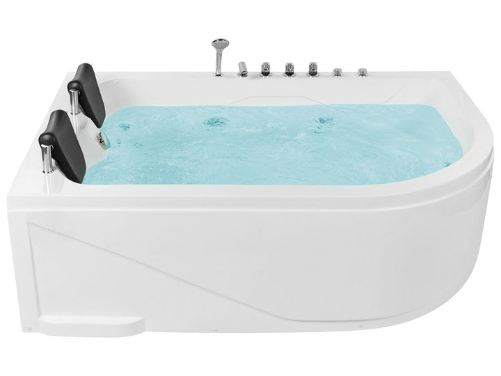 Right Hand Whirlpool Corner Bath with LED 1800 x 1200 mm White Calama