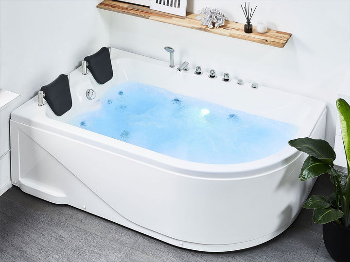 Right Hand Whirlpool Corner Bath with LED 1800 x 1200 mm White Calama