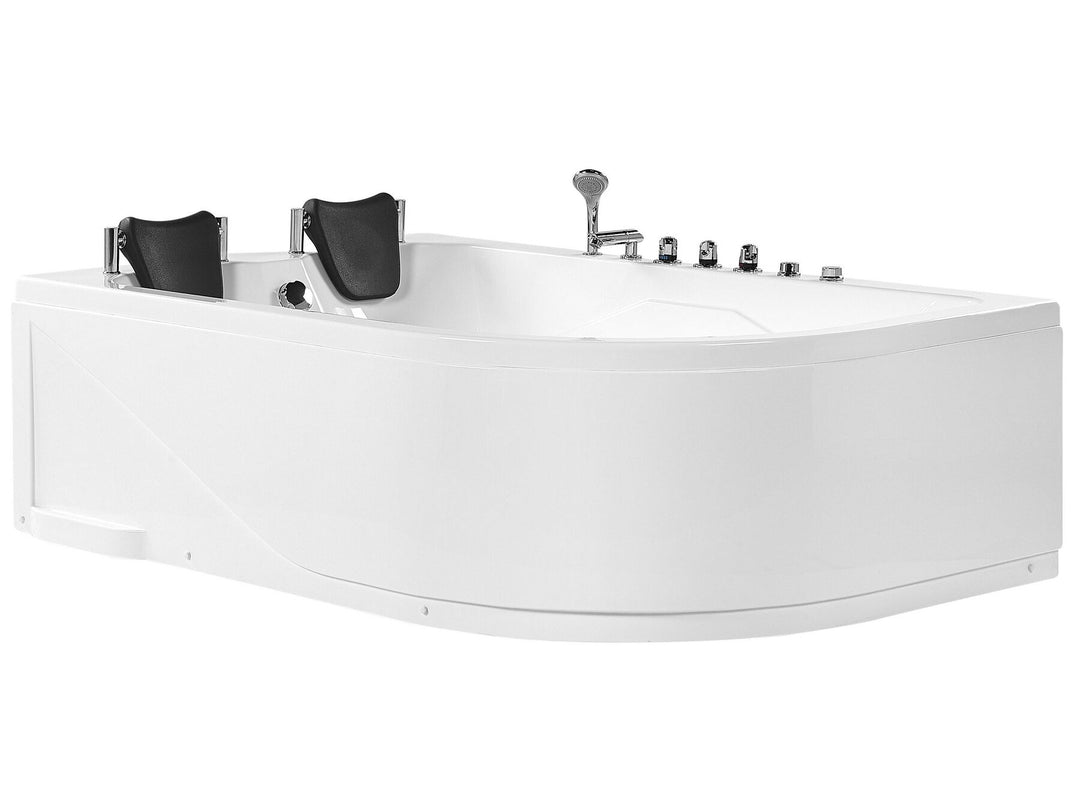 Right Hand Whirlpool Corner Bath with LED 1800 x 1200 mm White Calama