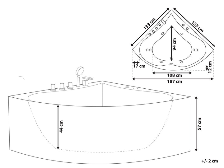 Whirlpool Corner Bath 1870 x 1330 mm White Islita