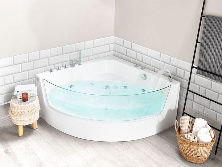 Whirlpool Bath with LED 1900 x 1350 mm White Marina