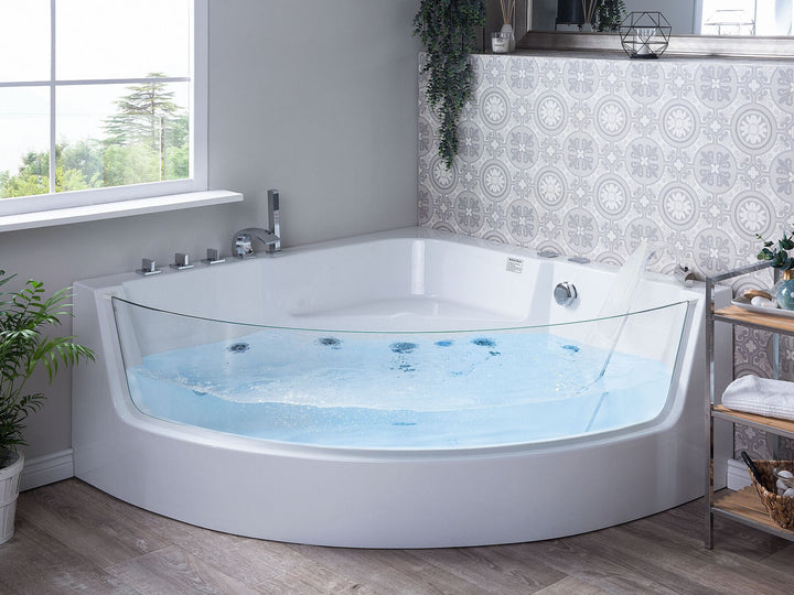 Whirlpool Bath with LED 1900 x 1350 mm White Marina