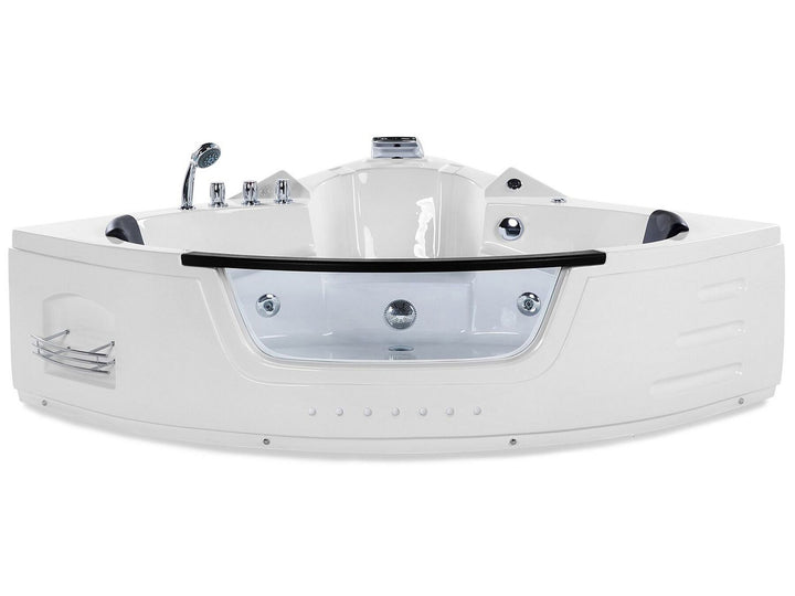 Whirlpool Corner Bath with LED 2140 x 1550 mm White Martinica