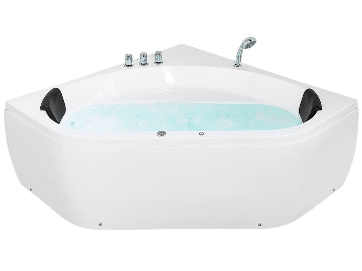 Whirlpool Corner Bath with LED 1400 x 1400 mm White Meves