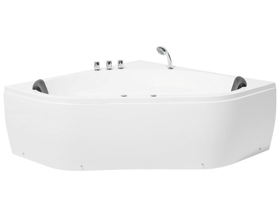 Whirlpool Corner Bath with LED 1400 x 1400 mm White Meves