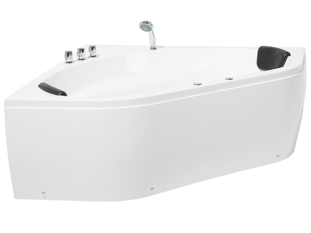 Whirlpool Corner Bath with LED 1400 x 1400 mm White Meves